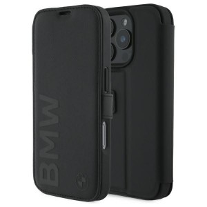 BMW iPhone 16 Pro Tasche Book Case Echtleder Signature Schwarz