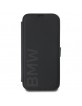 BMW iPhone 16 Pro Book Case Genuine Leather Signature Black