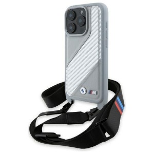 BMW iPhone 16 Pro Case M Carbon Stripe Strap Grey