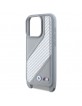 BMW iPhone 16 Pro Hülle Case M Carbon Stripe Trageband Grau