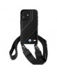 BMW iPhone 16 Plus Hülle Case M Carbon Stripe Trageband Schwarz