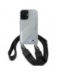 BMW iPhone 16 Hülle Case M Carbon Stripe Trageband Grau