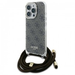 Guess iPhone 16 Pro Hülle Case Crossbody Cord 4G Schwarz