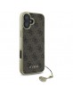 Guess iPhone 16 Case Cover 4G Charms Brown