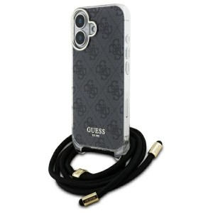 Guess iPhone 16 Case Crossbody Cord 4G Black