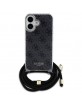 Guess iPhone 16 Case Crossbody Cord 4G Black