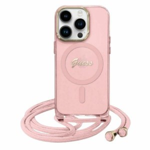 Guess iPhone 16 Case MagSafe Crossbody Cord Pink