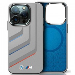 BMW iPhone 16 Pro Max Hülle Case MagSafe Silikon M Turning Lines Grau