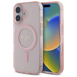 Guess iPhone 16 Case MagSafe IML Glitter Circle Pink