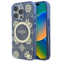 Guess iPhone 16 Pro Max Hülle Case Peony On 4G MagSafe Blau