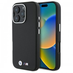 BMW iPhone 16 Pro Hülle Case M Wrapped Metal Kevlar Schwarz