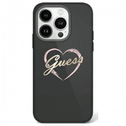 Guess iPhone 16 Pro Hülle Case IML Heart Schwarz