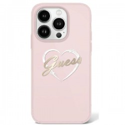 Guess iPhone 16 Pro Hülle Case IML Heart Rosa Pink