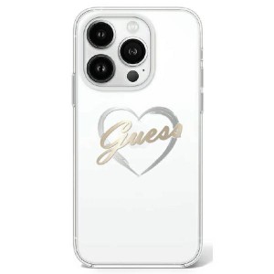 Guess iPhone 16 Pro Hülle Case IML Heart Transparent