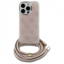 Guess iPhone 16 Case Crossbody Cord 4G Pink