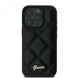 Guess iPhone 16 Case Quilted Metal Logo Black