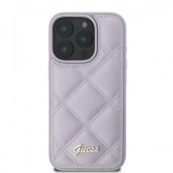 Guess iPhone 16 Case Quilted Metal Logo Purple