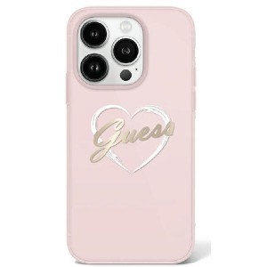 Guess iPhone 16 Pro Max Hülle Case IML Heart Rosa Pink