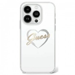 Guess iPhone 16 Pro Max Hülle Case IML Heart Transparent