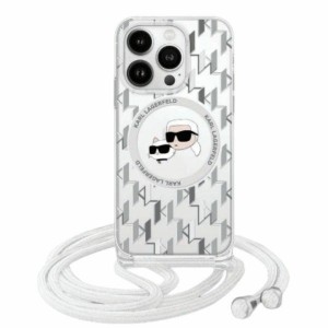 Karl Lagerfeld iPhone 16 Hülle Case Magsafe Cord Strap Transparent