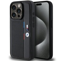 BMW iPhone 15 Pro Hülle Case M Perforated Tricolor Schwarz