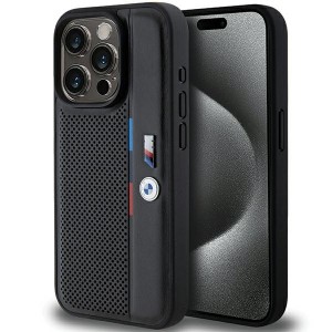 BMW iPhone 15 Pro Hülle Case M Perforated Tricolor Schwarz