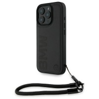 BMW iPhone 16 Pro Max Hülle Case Signature Leather Wordmark Cord Schwarz