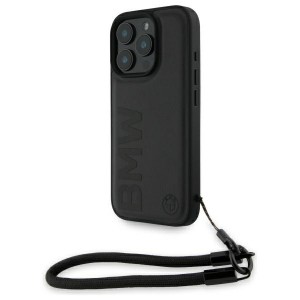 BMW iPhone 16 Pro Max Case Signature Leather Wordmark Cord Black