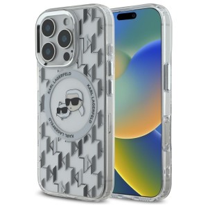 Karl Lagerfeld iPhone 16 Pro Hülle Case MagSafe Head Silber