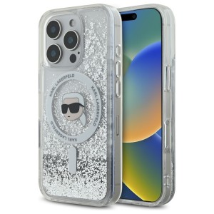 Karl Lagerfeld iPhone 16 Pro Hülle Case MagSafe Karl Head Silber