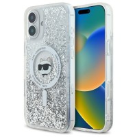 Karl Lagerfeld iPhone 16 Hülle Case Magsafe Glitter Choupette Silber