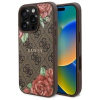 Guess iPhone 16 Pro Max Hülle Case MagSafe 4G Flowers Braun