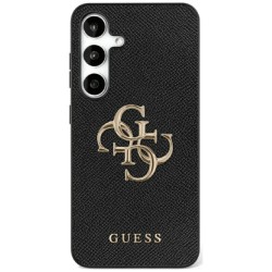 Guess Samsung S25 Ultra Hülle Case Grained Big 4G Logo Schwarz