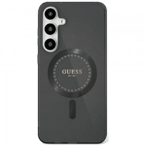 Guess Samsung S25 Ultra Hülle Case MagSafe Rhinestones Stras Schwarz