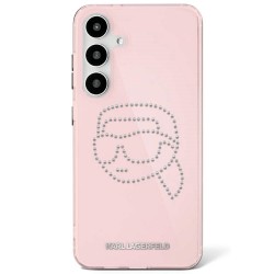 Karl Lagerfeld Samsung S25 Hülle Case Rhinestones Karl Head Rosa