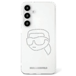 Karl Lagerfeld Samsung S25 Hülle Case Rhinestones Karl Head Transparent