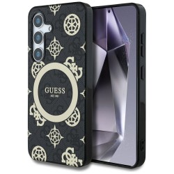 Guess Samsung S25 Hülle Case MagSafe 4G Background Peony Schwarz