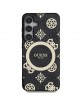 Guess Samsung S25 Hülle Case MagSafe 4G Background Peony Schwarz