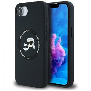 Karl Lagerfeld iPhone 16e Hülle Case Silikon Heads MagSafe Schwarz