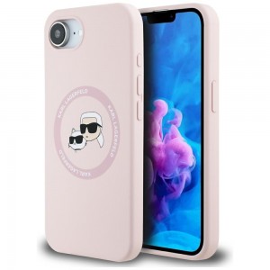 Karl Lagerfeld iPhone 16e Hülle Case Silikon Heads MagSafe Rosa