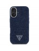 Guess iPhone 16 Case MagSafe Denim Triangle Logo Blue