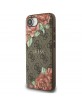Guess iPhone 16e 4G Flowers Print MagSafe Hülle Case Braun