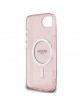 Guess iPhone 16e Glitter Circle MagSafe Hülle Case Rosa
