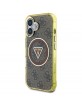 Guess iPhone 16 Case Metal Glitter 4G Circle MagSafe Brown