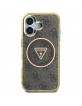 Guess iPhone 16 Case Metal Glitter 4G Circle MagSafe Brown
