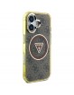 Guess iPhone 16 Case Metal Glitter 4G Circle MagSafe Brown