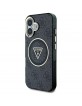 Guess iPhone 16 Case Metal Glitter 4G Circle MagSafe Black