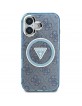 Guess iPhone 16 Case Metal Glitter 4G Circle MagSafe Blue
