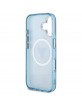 Guess iPhone 16 Case Metal Glitter 4G Circle MagSafe Blue