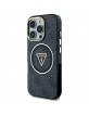 Guess iPhone 16 Pro Case Metal Glitter 4G Circle MagSafe Black